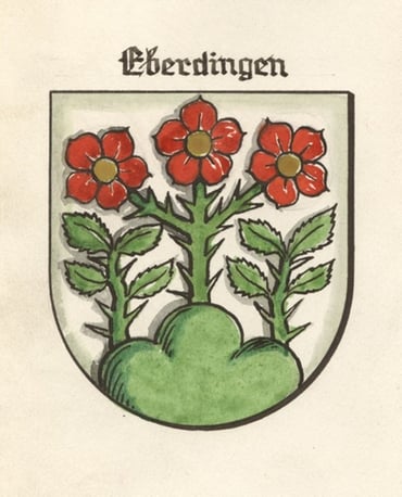 Eberdinger Gerichtssiegel von 1593 mit der ebersteinschen Rose